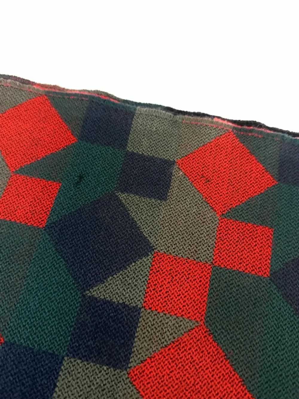 Vintage Wool Long Scarf Geometric Red Blue West Germany Men's Women's Winter